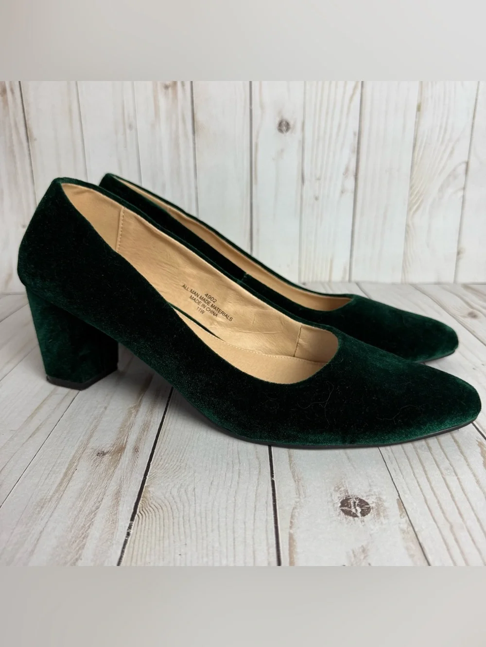 Eloquii Emerald Dark Green Velvet Block Heel Pumps Christmas Holidays